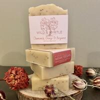 Roman Chamomile, Orange and Bergamot with Blue Poppy Seeds Handmade Botanical Soap