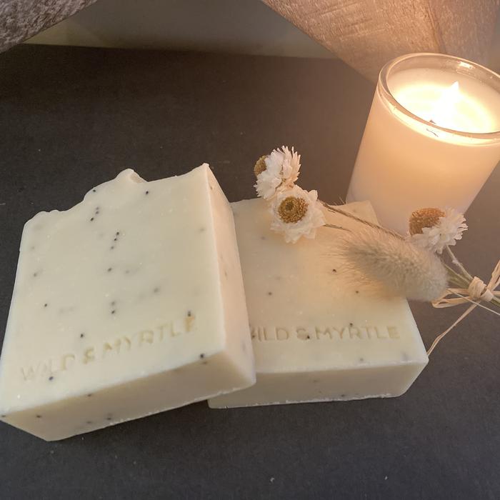 Roman Chamomile, Orange and Bergamot with Blue Poppy Seeds Handmade Soap