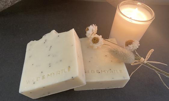 Roman Chamomile, Orange and Bergamot with Blue Poppy Seeds Handmade Soap