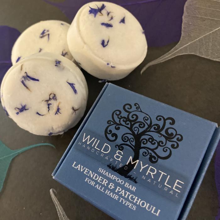 Lavender & Patchouli Shampoo Bar with Cornflower Petals
