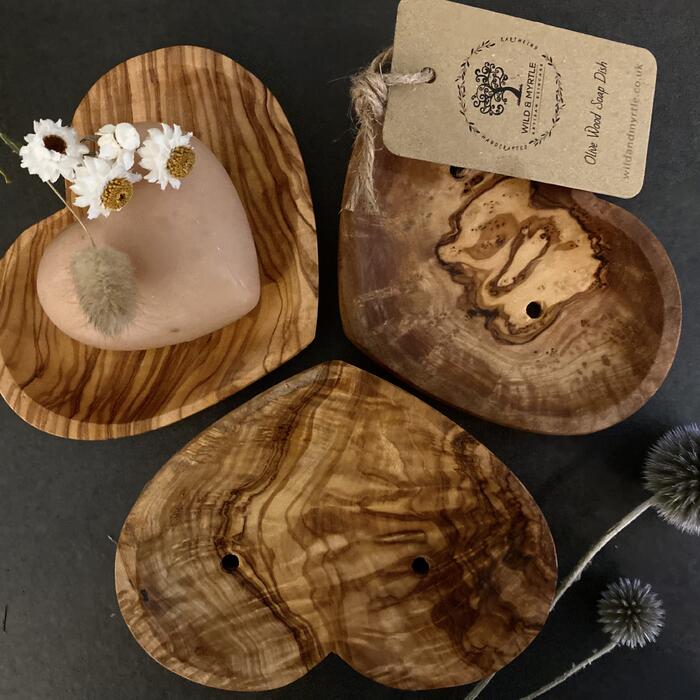 Heart-shaped Olive Wood Soap Dish
