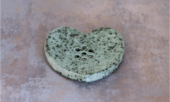 Heart-Shaped Handmade Ceramic Soap Dish - Rockpool
